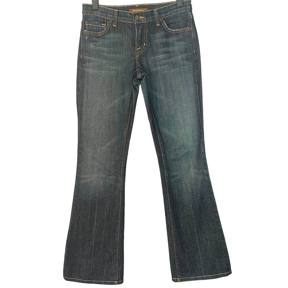 David Kahn Blue Cotton Blend Flap Pockets Bootcut Casual Denim Jeans Women Sz 26